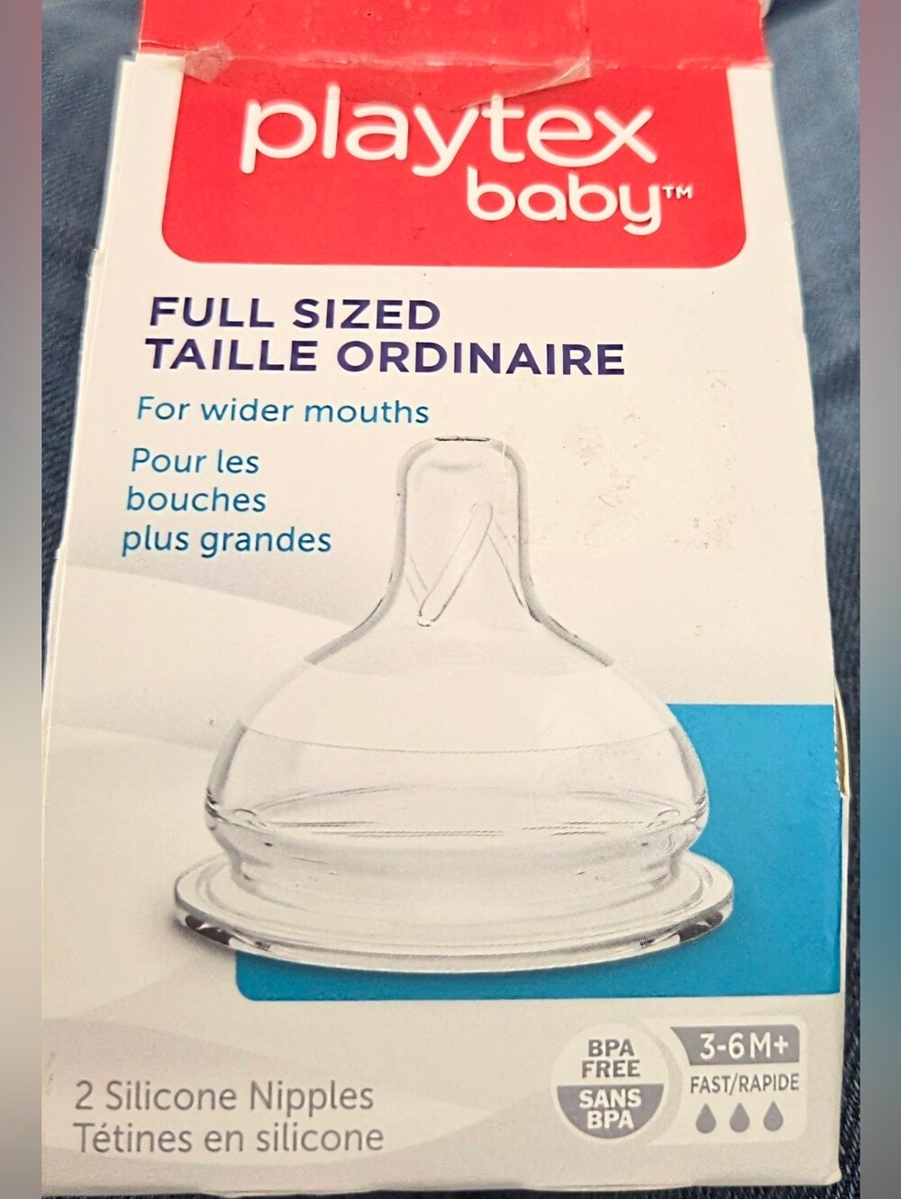 Playtex Baby (bottle) NIPPLES 3-6M+ Fast Rapid Flow Full-Sized 1-2pk NEW